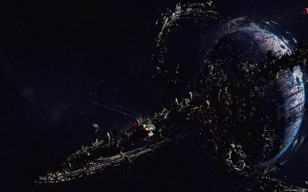 HD wallpaper from Jupiter Ascending featuring a futuristic spaceship near a planet against a starry space backdrop.