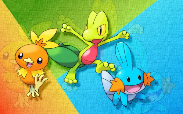 video game Pokémon: Ruby, Sapphire, and Emerald Treecko (Pokémon) Mudkip (Pokémon) Torchic (Pokemon) HD Desktop Wallpaper | Background Image