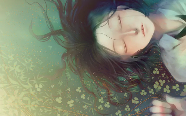 HD wallpaper depicting a serene artistic interpretation of Severus Snape from Harry Potter sleeping amid blooming flowers.