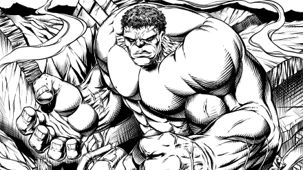 A striking HD comic-style wallpaper featuring the Hulk in a powerful pose, showcasing his immense strength and iconic design against a dynamic background.