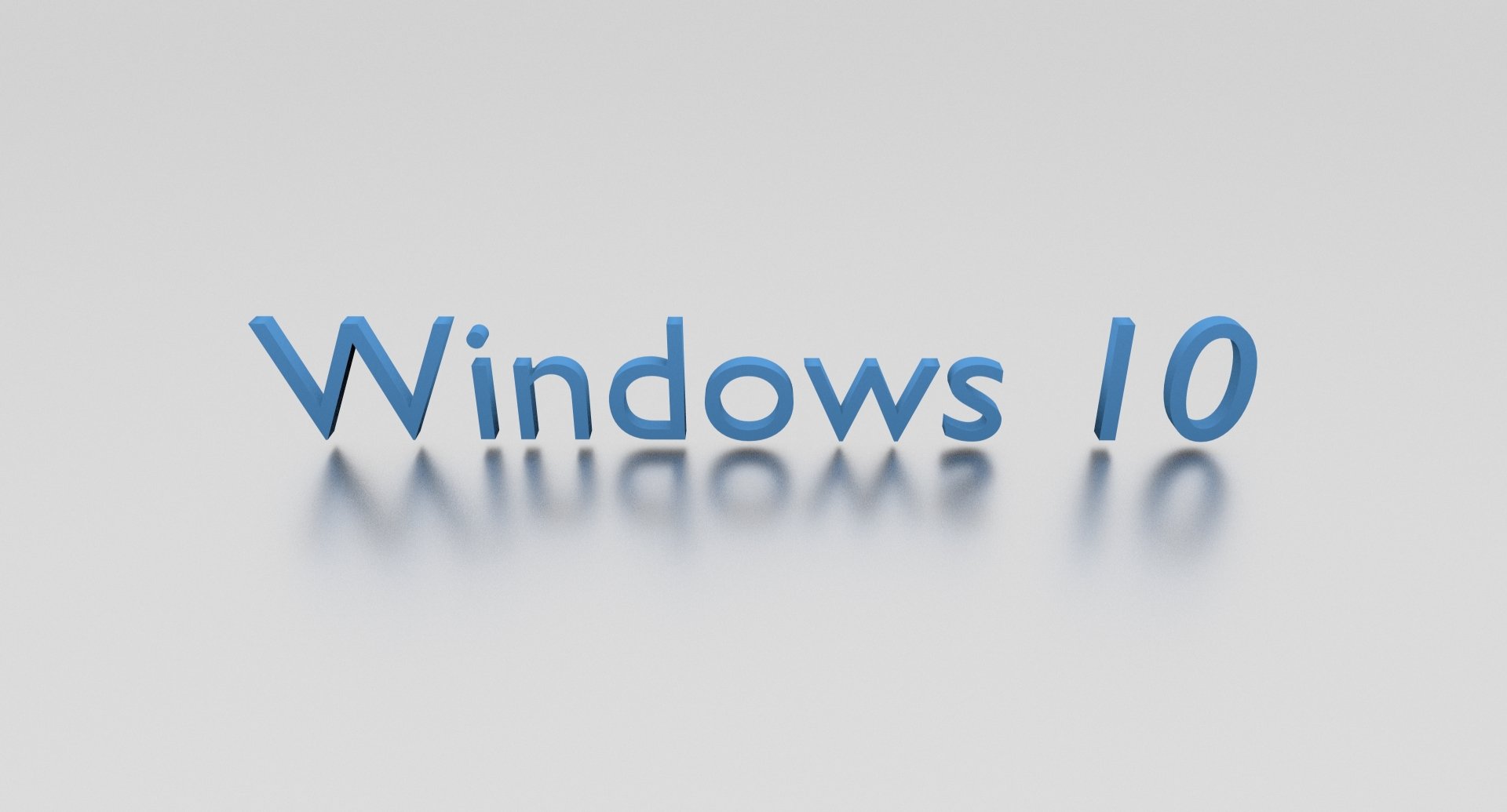 HD desktop wallpaper featuring the text Windows 10 in blue with a reflective shadow, representing technology and the Windows 10 operating system.