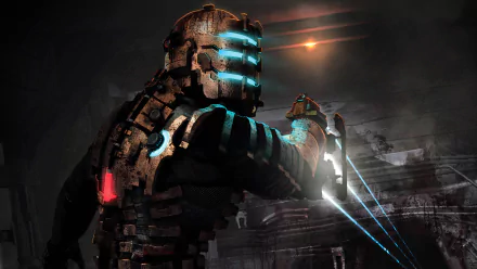 HD wallpaper featuring Isaac Clarke from the video game Dead Space, showcasing his iconic suit and weaponry in a dark, atmospheric environment.