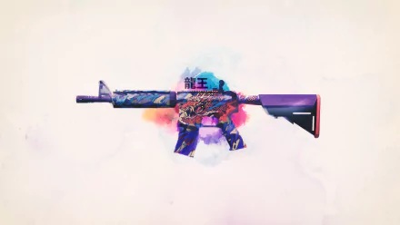 HD desktop wallpaper and background featuring a vibrant, artistic render of a weapon from the video game Counter-Strike: Global Offensive.