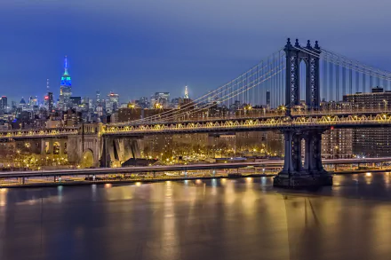 New York man made Manhattan Bridge HD Desktop Wallpaper | Background Image