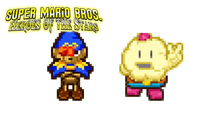HD wallpaper featuring pixelated characters Geno and Mallow from Super Mario RPG: Legend of the Seven Stars.