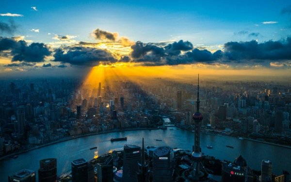 Man Made Shanghai Cities China City Sunset Landscape HD Wallpaper | Background Image