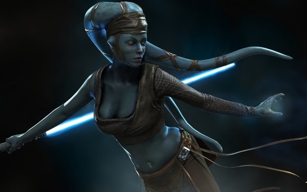 Sci Fi Star Wars Twi'lek Aayla Secura Jedi Lightsaber Blue Lightsaber HD Wallpaper | Background Image