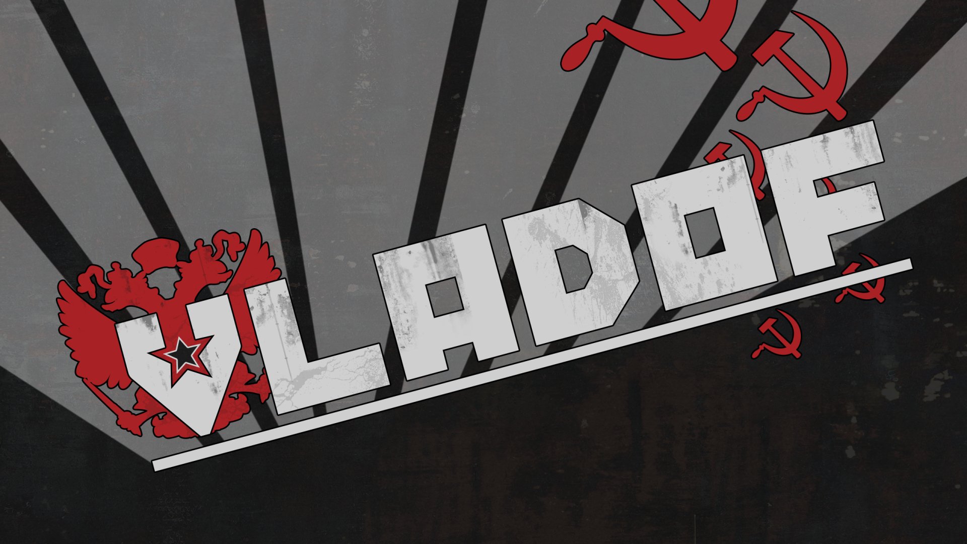 HD PC desktop wallpaper featuring the VLADOF logo and Soviet-inspired elements from the video game Borderlands 2.