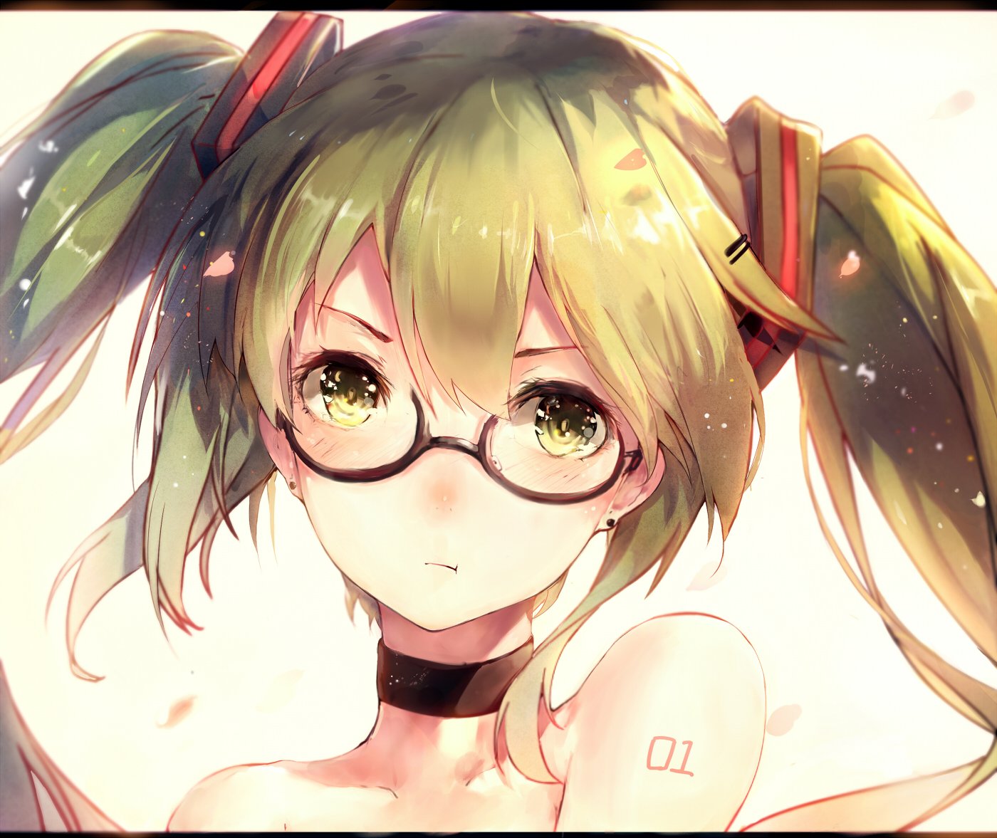 Download Green Hair Green Eyes Glasses Hatsune Miku Anime Vocaloid