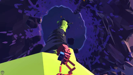 HD desktop wallpaper featuring a scene from the video game Grow Home with a robot character looking up at a towering plant.