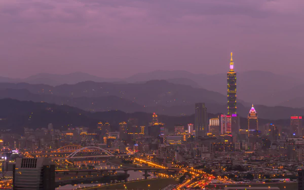 city mountain night Taipei 101 Taiwan man made Taipei HD Desktop Wallpaper | Background Image