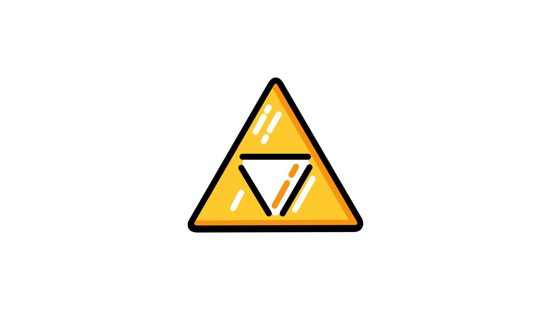 Minimalist gold Triforce emblem from The Legend of Zelda centered on white, glossy 4K Ultra HD PC desktop wallpaper/background.