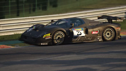 Ferrari P4/5 racing car in Assetto Corsa video game, captured on track at speed — 2K Quad HD PC desktop wallpaper/background