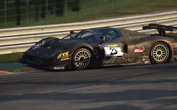 Ferrari P4/5 racing car in Assetto Corsa video game, captured on track at speed — 2K Quad HD PC desktop wallpaper/background