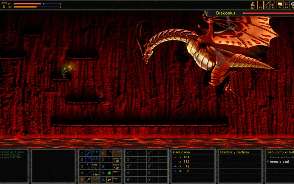 HD Unepic game wallpaper featuring a dragon encounter scene with user interface elements for a desktop background.