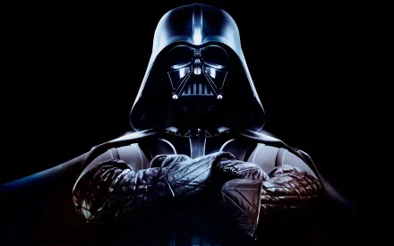 HD desktop wallpaper of Darth Vader from Star Wars: The Rise of Skywalker, showcasing the iconic character in a dramatic pose against a dark background.