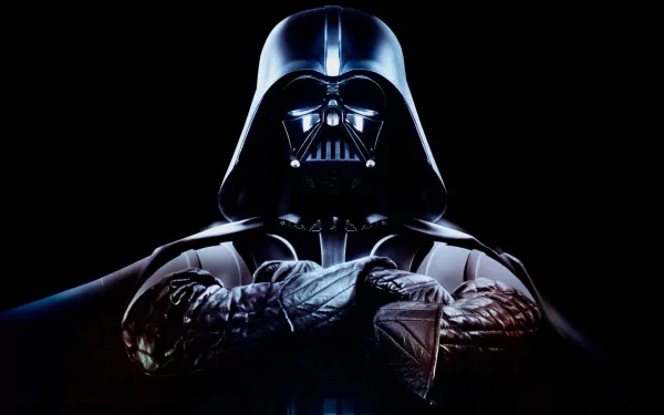 HD desktop wallpaper of Darth Vader from Star Wars: The Rise of Skywalker, showcasing the iconic character in a dramatic pose against a dark background.