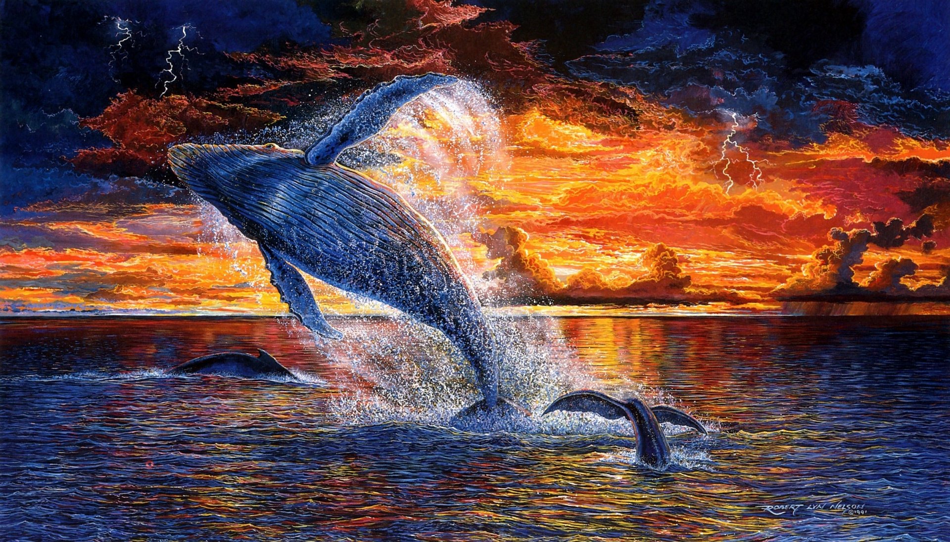 Download Breaching Fantasy Animal Whale HD Wallpaper