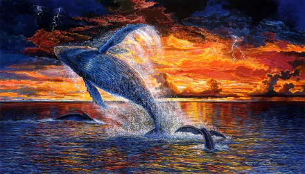 breaching fantasy Animal whale Fantasy Animal HD Desktop Wallpaper | Background Image