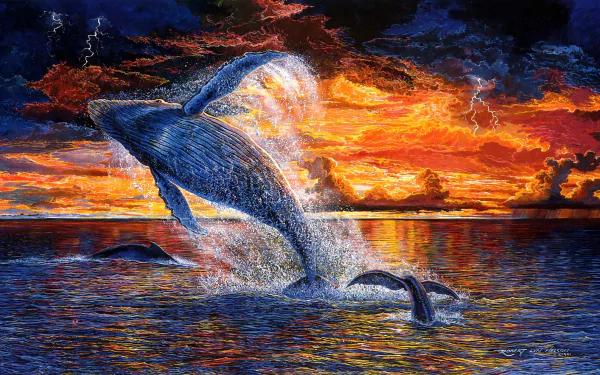 breaching fantasy Animal whale Fantasy Animal HD Desktop Wallpaper | Background Image