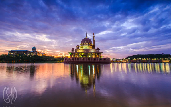 Malaysia twilight Putrajaya religious Putra Mosque HD Desktop Wallpaper | Background Image
