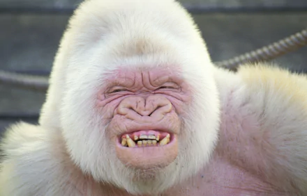  Snowflake the albino gorilla at the Barcelona Zoo.