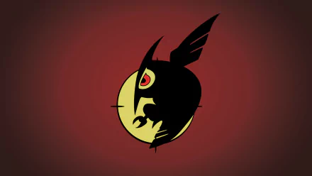 HD desktop wallpaper featuring a minimalist emblem from the anime Akame ga Kill! in black and yellow on a red background.