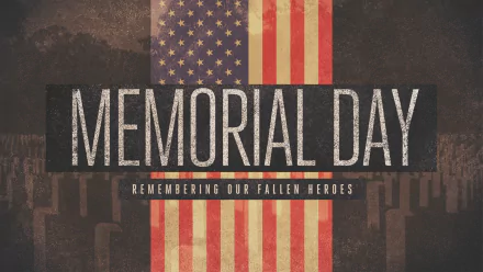 Memorial Day holiday HD PC desktop wallpaper: distressed American flag behind bold MEMORIAL DAY text and subtitle Remembering Our Fallen Heroes over silhouetted cemetery headstones.