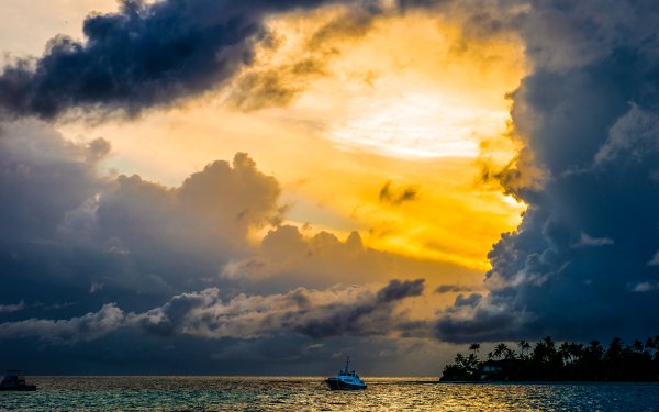 Photography Sunrise Constance Halaveli Resort Maldives Sky Cloud Sea Boat HD Wallpaper | Background Image