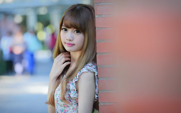 Portrait of Taiwanese model Cubie Wang with soft bokeh background, captured in 4K Ultra HD quality as a PC desktop wallpaper and background.