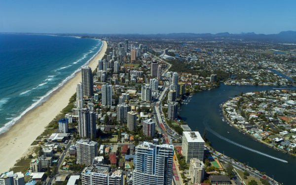 Man Made Gold Coast Cities Australia Queensland Coastline Sea Ocean Beach HD Wallpaper | Background Image