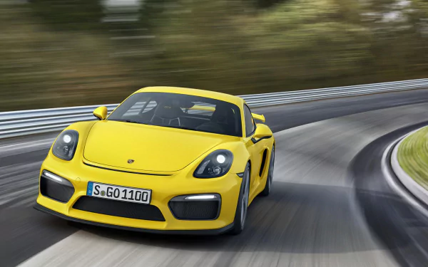 yellow car car Porsche Porsche Cayman vehicle Porsche Cayman GT4 HD Desktop Wallpaper | Background Image