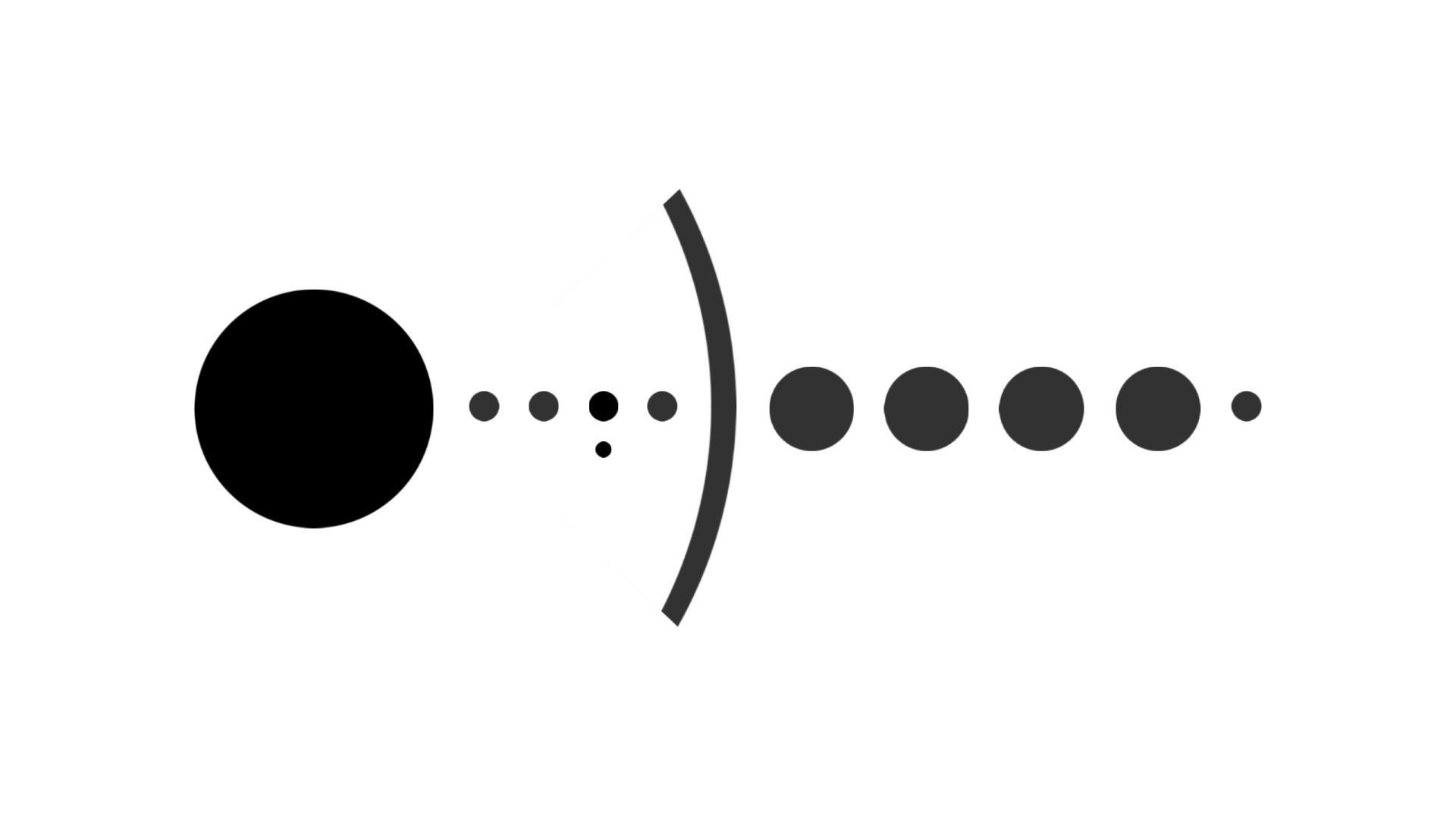 Abstract minimalist HD desktop wallpaper featuring geometric black circles on a white background, symbolizing Earth and planetary forms in a clean, modern design.