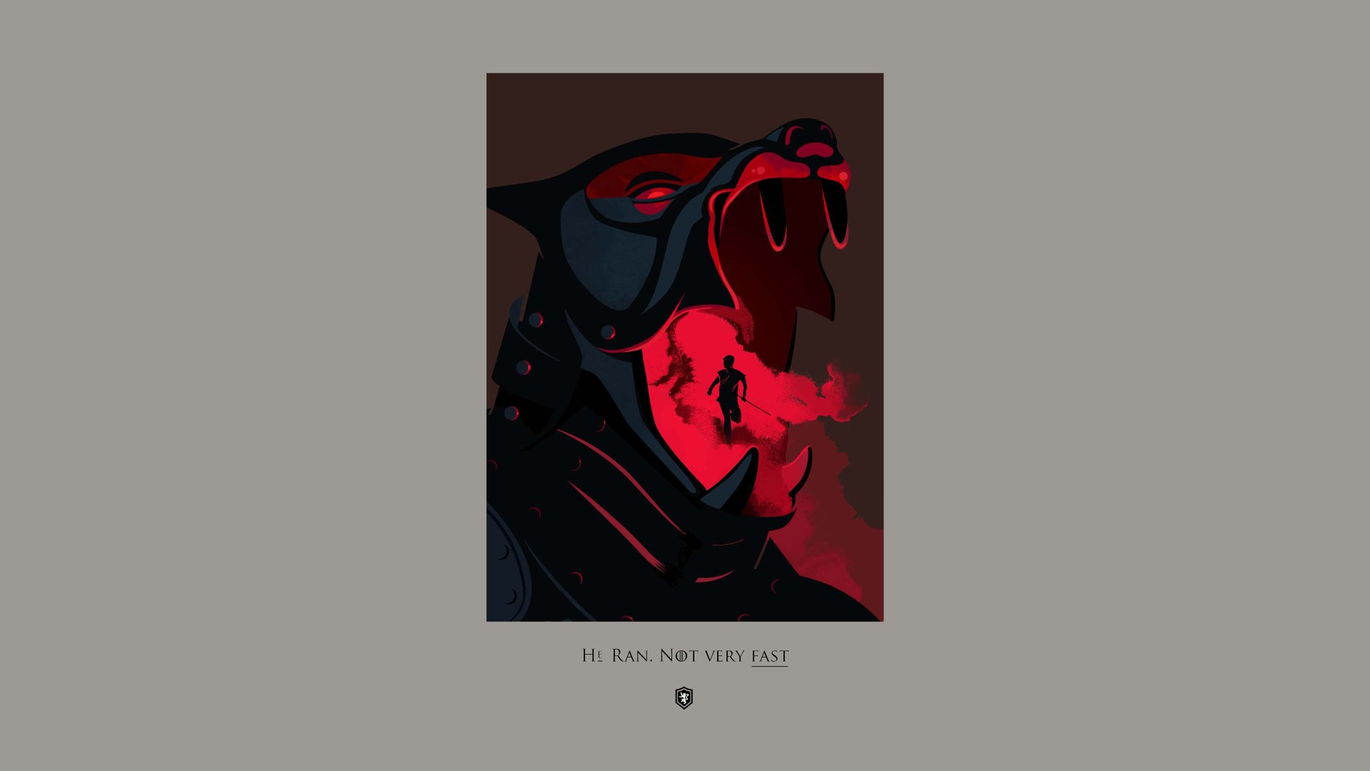 4K Ultra HD Game of Thrones wallpaper featuring a stylized red and black direwolf roaring against a dark background, with the phrase Hi Black, not very fast.