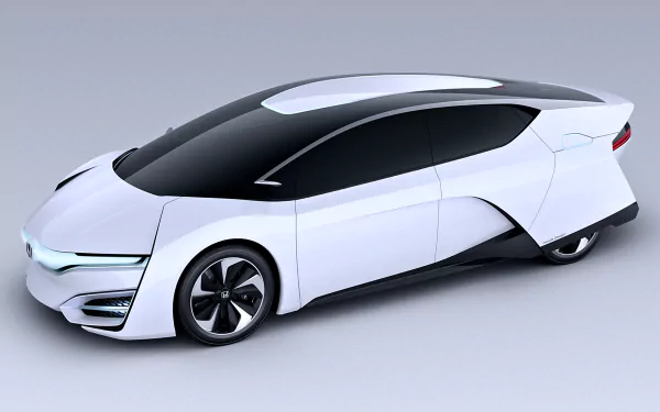 White Honda FCEV Concept with a sleek aerodynamic profile and black glass roof, rendered in 4K Ultra HD as a PC desktop wallpaper.