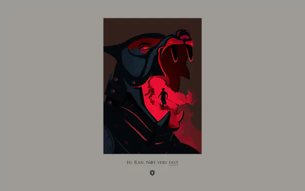 4K Ultra HD Game of Thrones wallpaper featuring a stylized red and black direwolf roaring against a dark background, with the phrase Hi Black, not very fast.