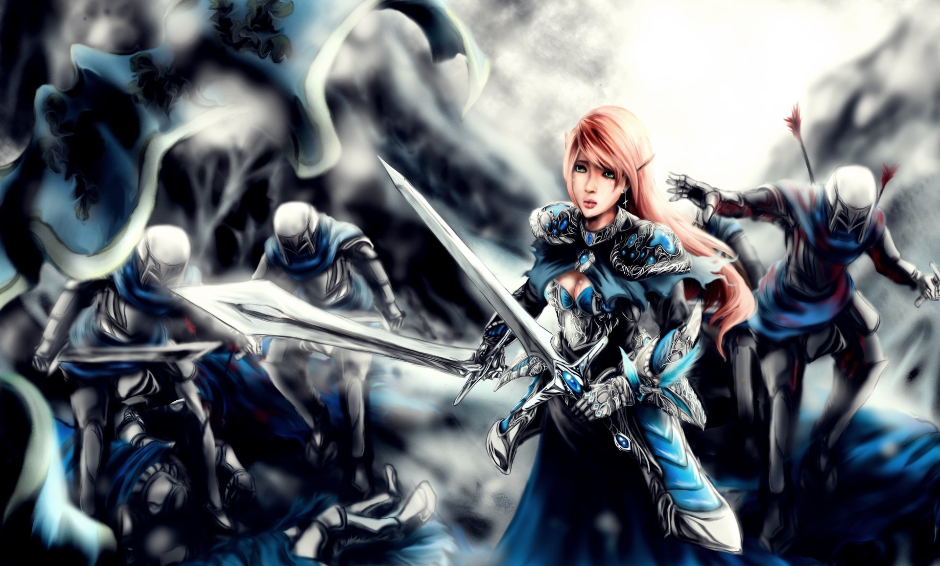 4K Ultra HD Fantasy: Elf Woman Warrior in Gleaming Knight Armor with ...