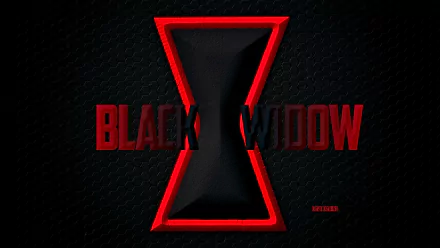 HD PC desktop wallpaper featuring a sleek, stylized red and black Black Widow emblem with bold BLACK WIDOW text in a comic-inspired design.