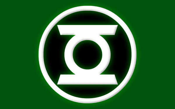 A vibrant Green Lantern logo set against a bold green background, designed as an HD comic-themed desktop wallpaper. This striking image captures the essence of superhero graphics.