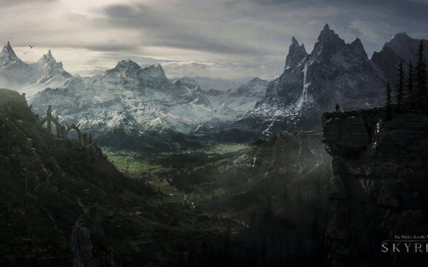Video Game The Elder Scrolls V: Skyrim The Elder Scrolls Skyrim Mountain Ruin Castle Dragon Waterfall Forest HD Wallpaper | Background Image