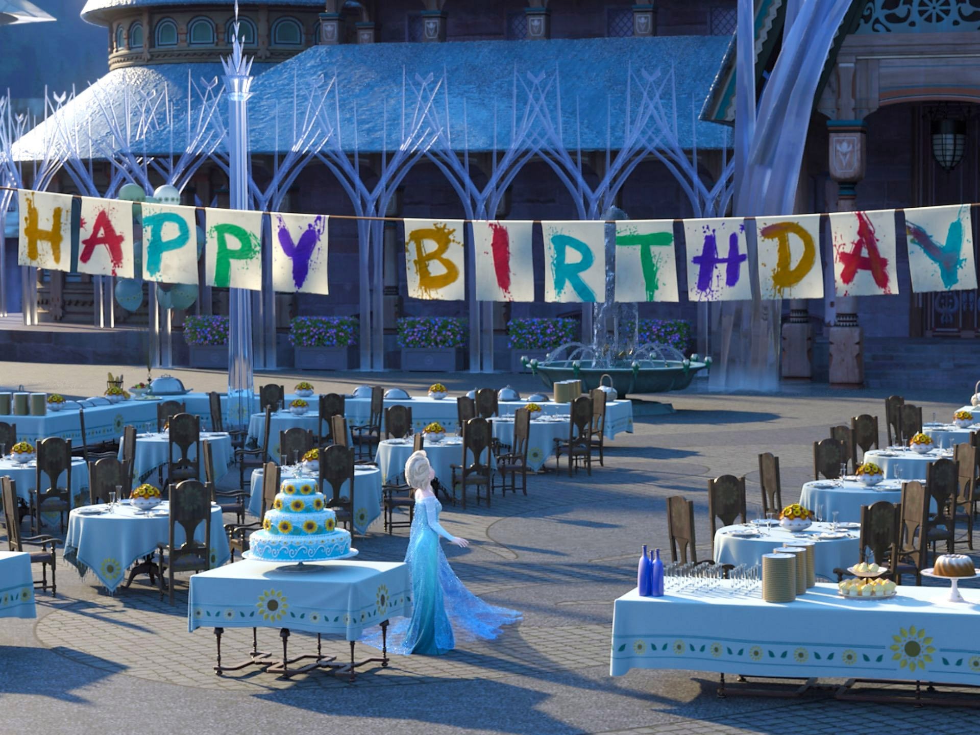 Frozen Fever HD Wallpaper: Elsa's Birthday Celebration Scene