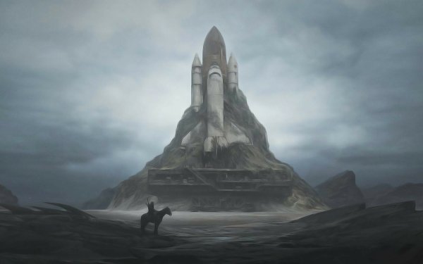 Sci Fi Post Apocalyptic Landscape Space Shuttle HD Wallpaper | Background Image