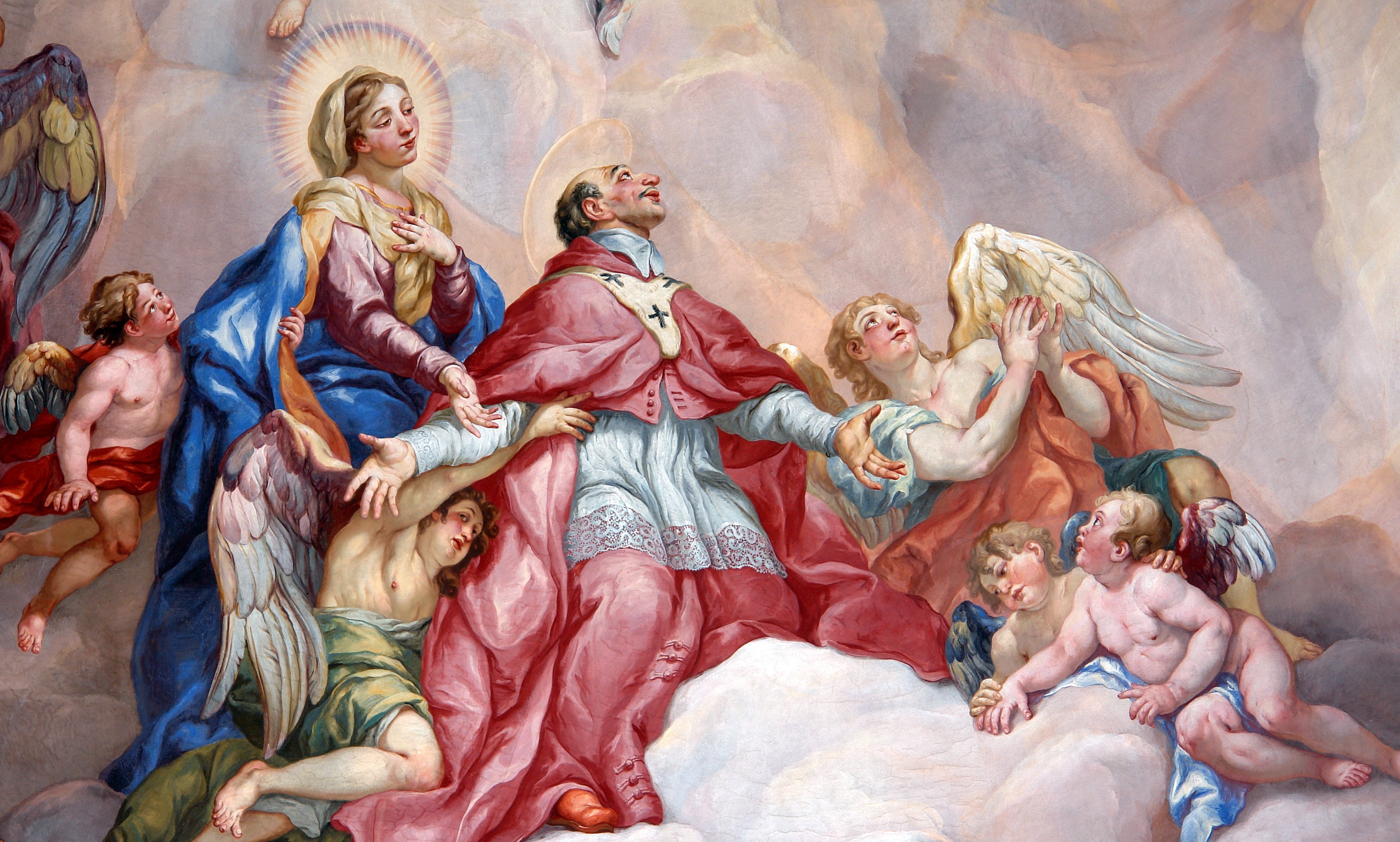 Intercession of Charles Borromeo supported by the Virgin Mary by Johann Michael Rottmayr