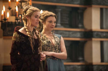 Natalie Dormer as Margaery Tyrell and Lena Headey as Cersei Lannister from Game of Thrones, captured in a high-resolution 4K Ultra HD desktop wallpaper scene.