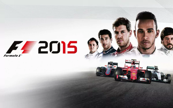 HD desktop wallpaper featuring F1 2015, showcasing iconic drivers and sleek racing cars, embodying the excitement of Formula 1 racing.