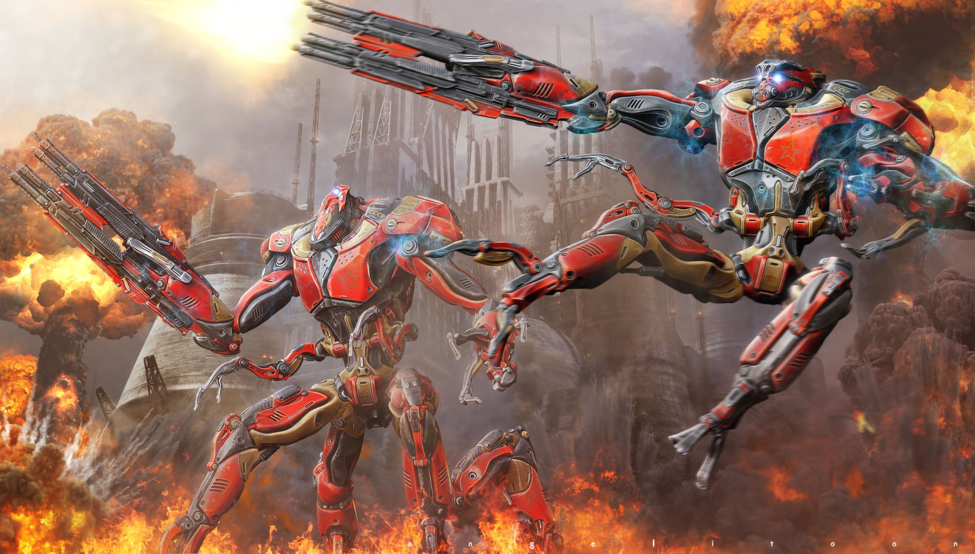 Download Sci Fi Battle HD Wallpaper by Angel Alonso