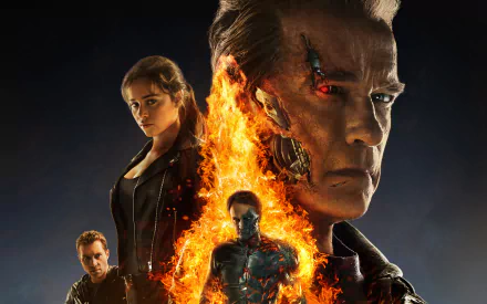 Jason Clarke Jai Courtney Emilia Clarke Arnold Schwarzenegger movie Terminator Genisys HD Desktop Wallpaper | Background Image
