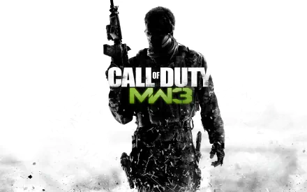 HD wallpaper featuring a soldier from the video game Call of Duty: Modern Warfare 3, set against a dynamic, action-filled background.