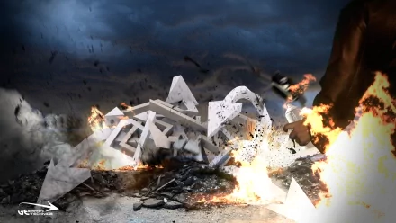 A dynamic graffiti artwork features explosive elements with bold shapes and fiery accents, creating an engaging HD desktop wallpaper and background.