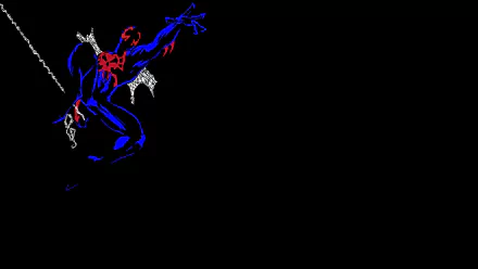 HD PC desktop wallpaper featuring Spider-Man 2099 in a dynamic comic-style pose against a black background.